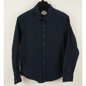 Bridge & Burn Mens Medium Long Sleeve Navy Blue Polka Dot Cotton Button Up Shirt